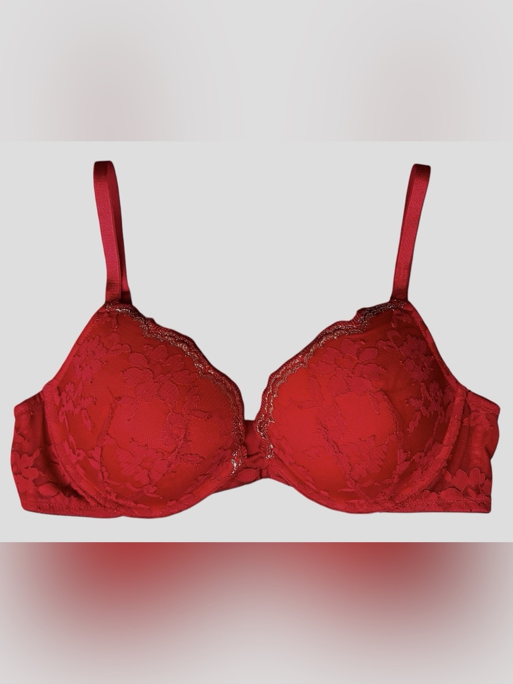 Victoria's Secret Dream Angels Lined Push Up Bra Womens 36C Red Gold Trim